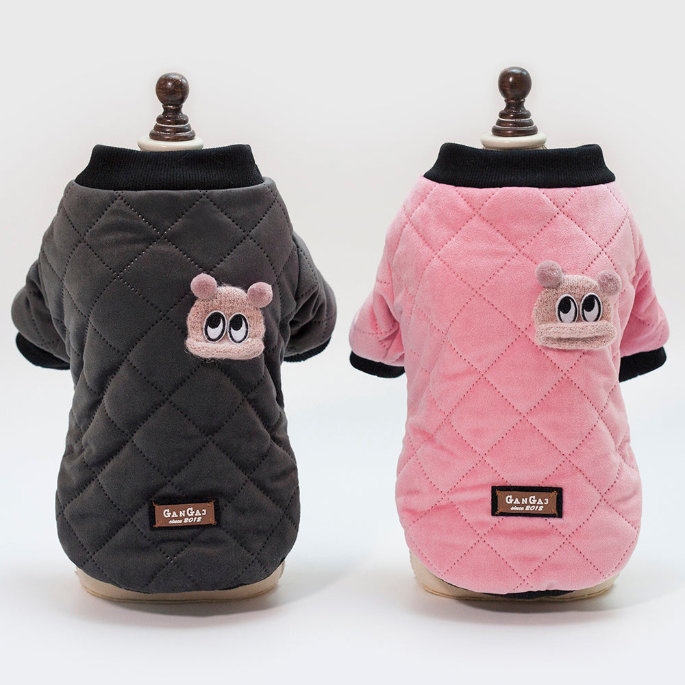 HKM-821971 Casual Cotton Plaid Jacket for Small Dogs—Warm and Stylish in Black and Pink