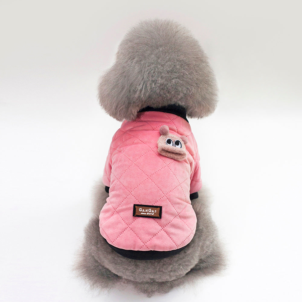 HKM-821971 Casual Cotton Plaid Jacket for Small Dogs—Warm and Stylish in Black and Pink