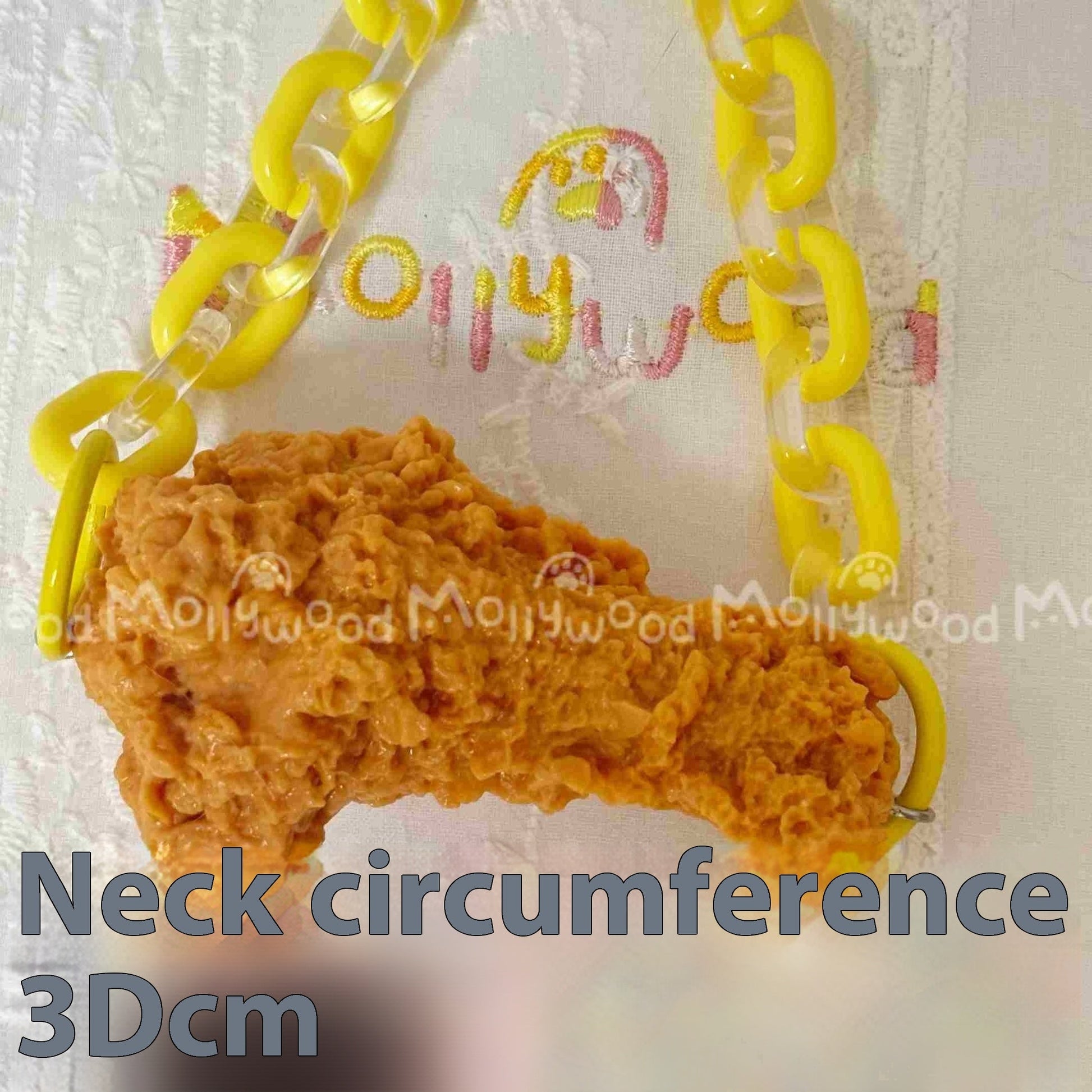 HKM-822035 Golden Chicken Leg Headband with Tomato Sauce & Simulated Chicken Leg Necklace for Pets