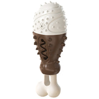 HKM-822099 Dog Toothbrush Molar Chew Toy in Turkey Leg Shape - Durable Plastic, Available in Blue, Orange, Chocolate