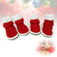 HKM-822163 Cozy Red Pet Christmas Boots with Non-Slip Sole for Small Dogs