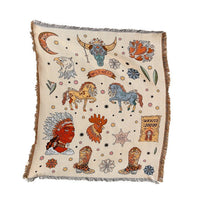 HKM-822291 American Style Cotton Acrylic Blend Camping Cover Blanket in Various Patterns and Sizes