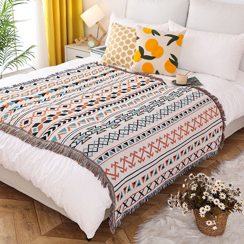 HKM-822291 American Style Cotton Acrylic Blend Camping Cover Blanket in Various Patterns and Sizes