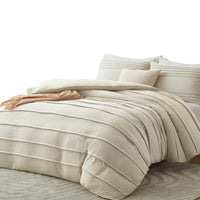 HKM-822291 Light Beige Three-Piece Pleated Quilt Set, Skin-Friendly All-Season Bedding