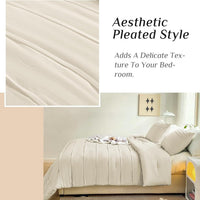 HKM-822291 Light Beige Three-Piece Pleated Quilt Set, Skin-Friendly All-Season Bedding