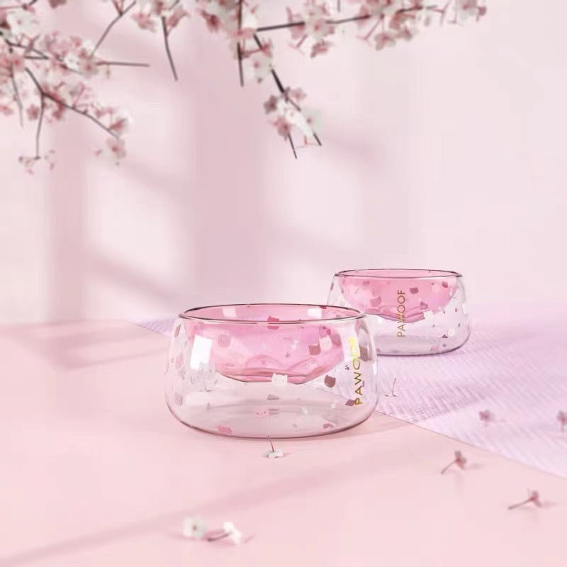 HKM-822483 Creative Glass Cat's Claw Bowl with Cushion for Medium Pets