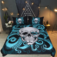 HKM-822611 Octopus Skull 3-Piece Bedding Set - European and American Polyester Quilt Cover