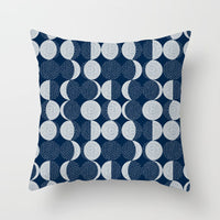 HKM-822675 Abstract Geometric Blue Cushion Cover in Soft Cotton and Peach Skin Polyester, 45 x 45 cm