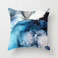 HKM-822675 Abstract Geometric Blue Cushion Cover in Soft Cotton and Peach Skin Polyester, 45 x 45 cm