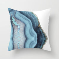 HKM-822675 Abstract Geometric Blue Cushion Cover in Soft Cotton and Peach Skin Polyester, 45 x 45 cm
