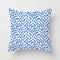 HKM-822675 Abstract Geometric Blue Cushion Cover in Soft Cotton and Peach Skin Polyester, 45 x 45 cm