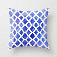 HKM-822675 Abstract Geometric Blue Cushion Cover in Soft Cotton and Peach Skin Polyester, 45 x 45 cm
