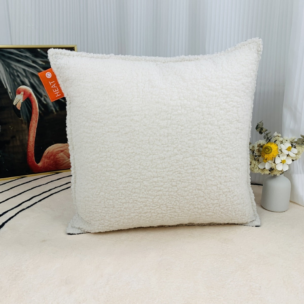 HKM-822739 Electric USB Heating Pillow Hand Warmer - Plush Material, Solid Color, 45x60cm and 45x45cm Options