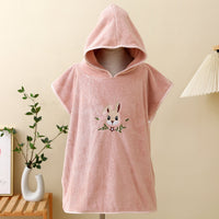 HKM-822867 Children's Coral Fleece Hooded Bath Cloaks - Bear, Rabbit, Duck, and Koala Designs