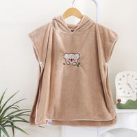 HKM-822867 Children's Coral Fleece Hooded Bath Cloaks - Bear, Rabbit, Duck, and Koala Designs