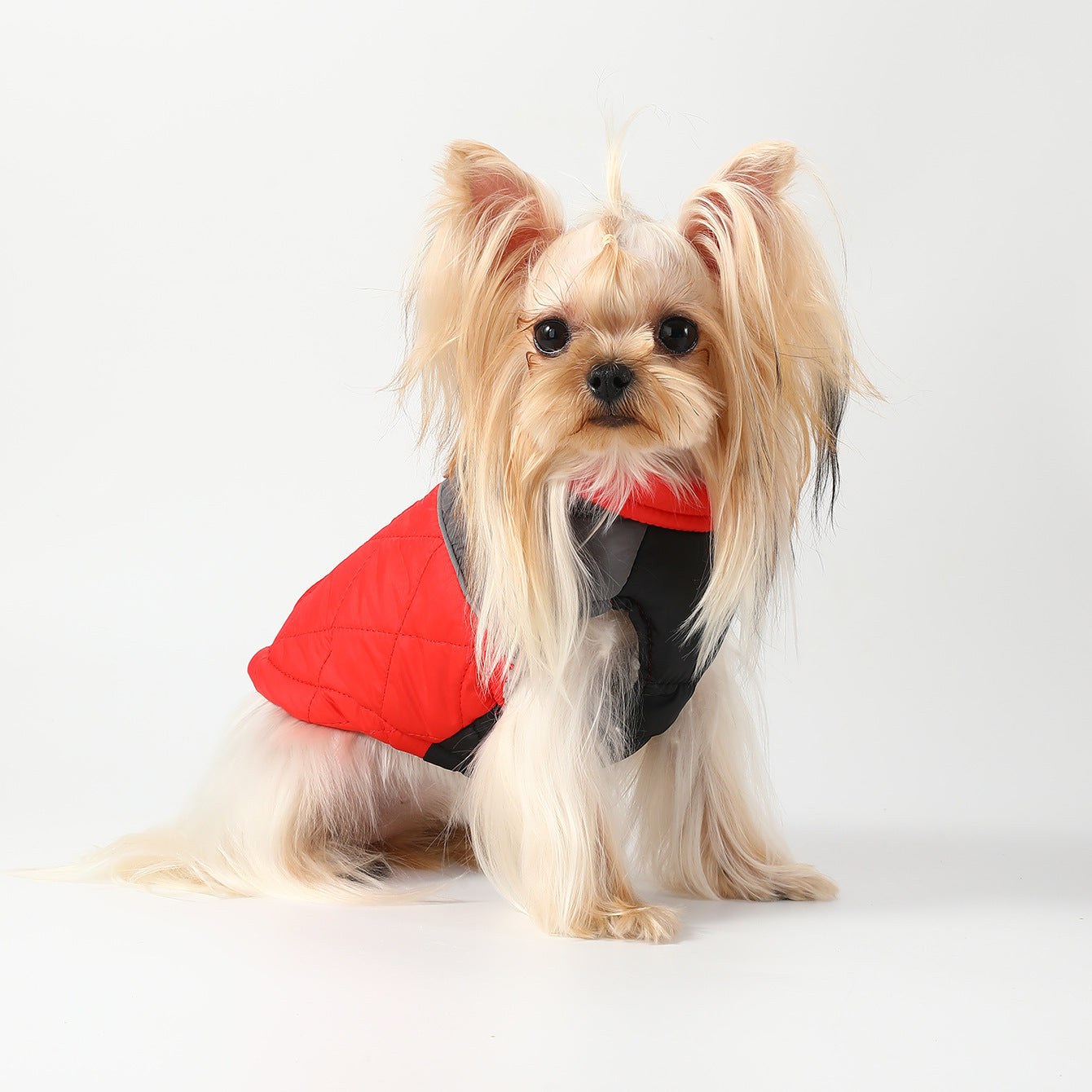 HKM-822867 Stylish Cotton-Padded Contrast Color Diamond Plaid Ski Suit for Pets - Waterproof and Warm