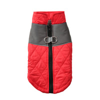 HKM-822867 Stylish Cotton-Padded Contrast Color Diamond Plaid Ski Suit for Pets - Waterproof and Warm