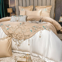 HKM-822931 Luxury Four-Piece European-Style Flower Embroidery Bedding Set in Various Colors