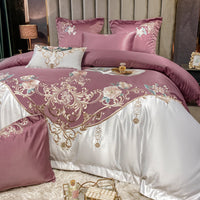 HKM-822931 Luxury Four-Piece European-Style Flower Embroidery Bedding Set in Various Colors