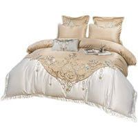 HKM-822931 Luxury Four-Piece European-Style Flower Embroidery Bedding Set in Various Colors