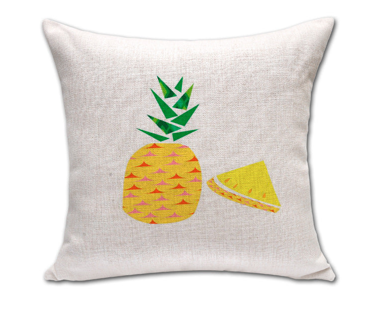 HKM-822995 Pineapple Pattern Cotton Linen Throw Pillow Cover for Home and Office Decor