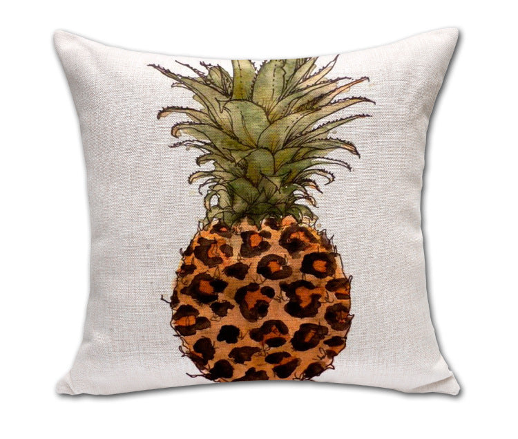 HKM-822995 Pineapple Pattern Cotton Linen Throw Pillow Cover for Home and Office Decor