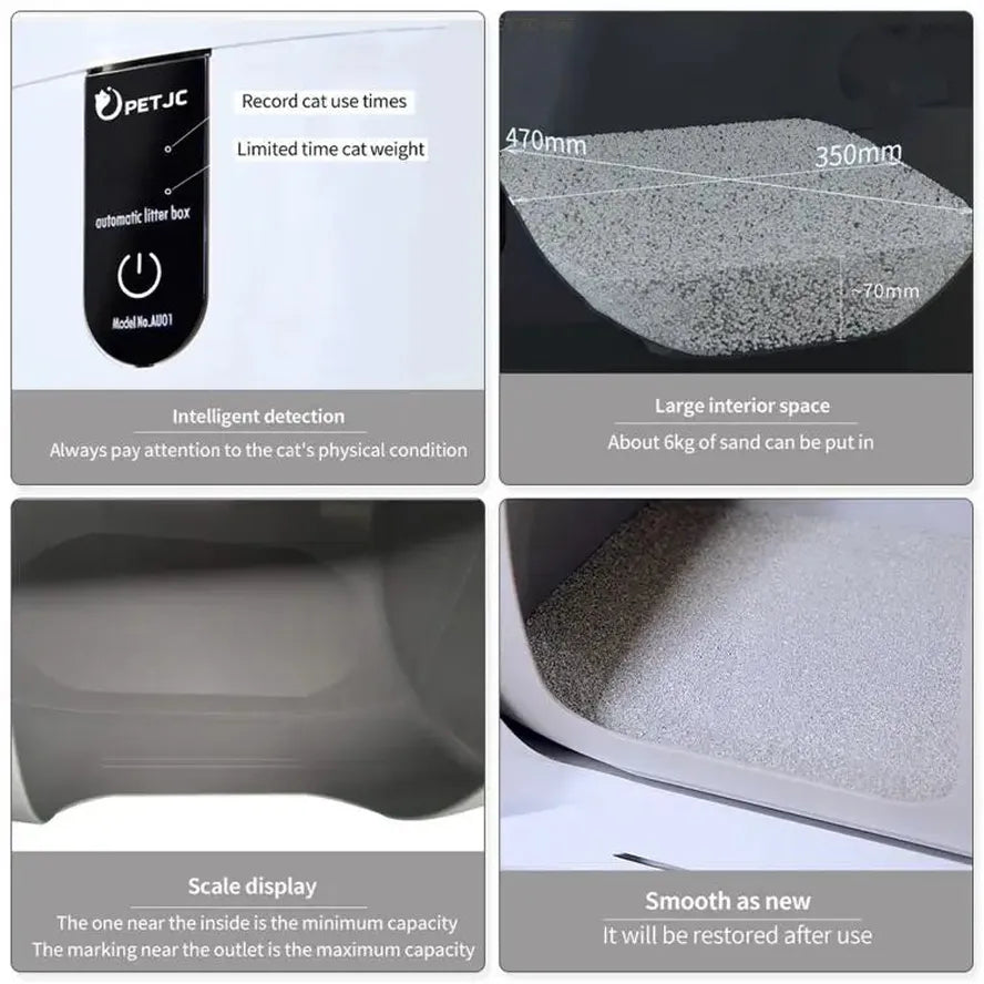 KTX-823059 Automatic Self-Cleaning Cat Litter Box with Front Entry and Gravity Sensor Function