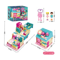 HKM-823251 Music and Light Iced Coffee Doll House Play Set for Kids, Treasure Box Gift for Girls Ages 5-7