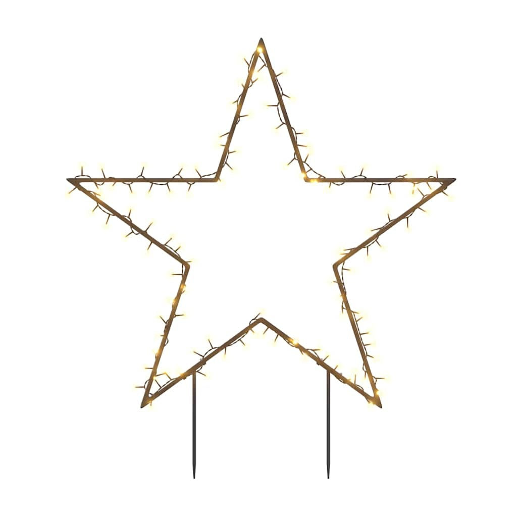 KTX-823251 Warm White Star-Shaped Christmas Decoration with 115 LEDs and Ground Spikes, 8 Lighting Modes, 90 x 85 cm