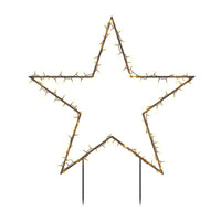 HKM-823251 Warm White Star-Shaped Christmas Decoration with 115 LEDs and Ground Spikes, 8 Lighting Modes, 90 x 85 cm