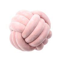 HKM-823443 Knotted Plush Ball Throw Pillow - Soft Cuddly Cushion in Pink, Blue, Gray, 25cm & 18cm Sizes