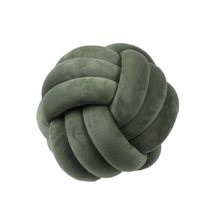 HKM-823443 Knotted Plush Ball Throw Pillow - Soft Cuddly Cushion in Pink, Blue, Gray, 25cm & 18cm Sizes