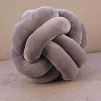 HKM-823443 Knotted Plush Ball Throw Pillow - Soft Cuddly Cushion in Pink, Blue, Gray, 25cm & 18cm Sizes