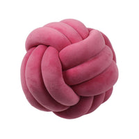 HKM-823443 Knotted Plush Ball Throw Pillow - Soft Cuddly Cushion in Pink, Blue, Gray, 25cm & 18cm Sizes