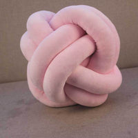 HKM-823443 Knotted Plush Ball Throw Pillow - Soft Cuddly Cushion in Pink, Blue, Gray, 25cm & 18cm Sizes