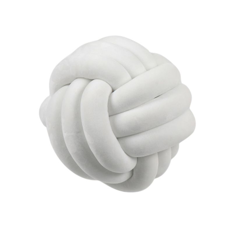 HKM-823443 Knotted Plush Ball Throw Pillow - Soft Cuddly Cushion in Pink, Blue, Gray, 25cm & 18cm Sizes