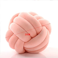 HKM-823443 Knotted Plush Ball Throw Pillow - Soft Cuddly Cushion in Pink, Blue, Gray, 25cm & 18cm Sizes