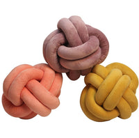 HKM-823443 Knotted Plush Ball Throw Pillow - Soft Cuddly Cushion in Pink, Blue, Gray, 25cm & 18cm Sizes