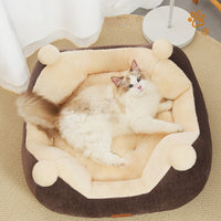 HKM-823635 Cozy Velvet Square Nest for Cats and Dogs - Multi-Season Pet Bed