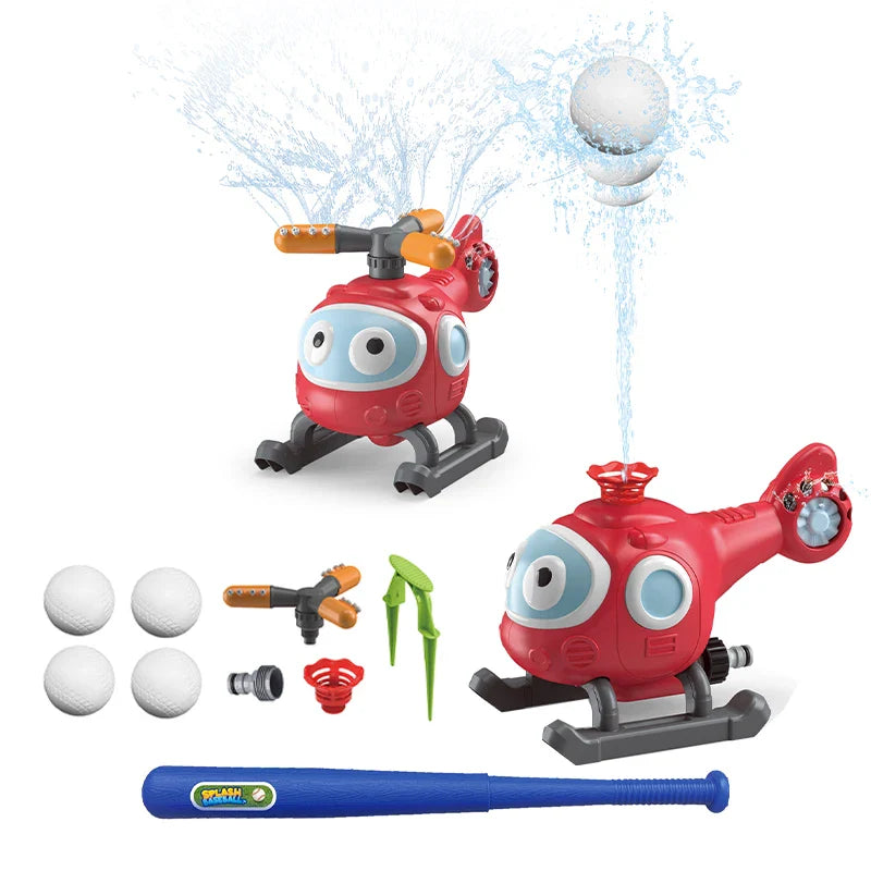 KTX-823699 2-in-1 Helicopter Sprinkler Water Game for Outdoor Fun with Baseball Activity