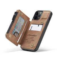 HKM-823699 Frosted Retro Multifunctional Zipper Wallet Phone Case for iPhone Models
