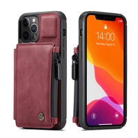 HKM-823699 Frosted Retro Multifunctional Zipper Wallet Phone Case for iPhone Models
