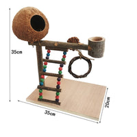 HKM-823699 Solid Wood Bird Training Station with Shelf for Parrots and Toys