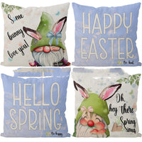 HKM-823763 Nordic Blue and Green Polyester Throw Pillowcase, 45x45cm, Easter Series