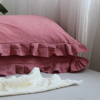 HKM-823763 Pure Cotton Ruffled Pillowcases - Elegant White, Pair of 48cm x 74cm Cases for Single Pillows
