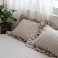 HKM-823763 Pure Cotton Ruffled Pillowcases - Elegant White, Pair of 48cm x 74cm Cases for Single Pillows