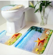 HKM-823827 3-Piece Non-Slip Solid Color Bathroom Mat Set, Various Designs and Colors Available