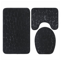 HKM-823827 3-Piece Non-Slip Solid Color Bathroom Mat Set, Various Designs and Colors Available