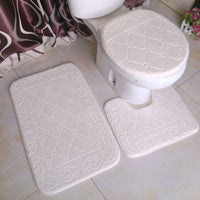 HKM-823827 3-Piece Non-Slip Solid Color Bathroom Mat Set, Various Designs and Colors Available