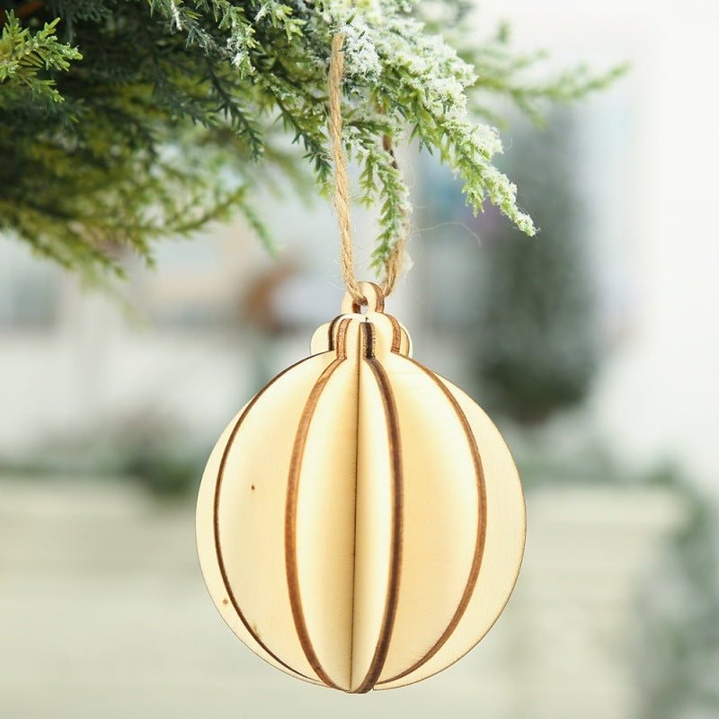 HKM-823891 Three-Dimensional Wooden Five-Pointed Star Christmas Pendant for Holiday Decoration